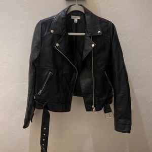 Topshop Kota Crop Faux Leather Jacket